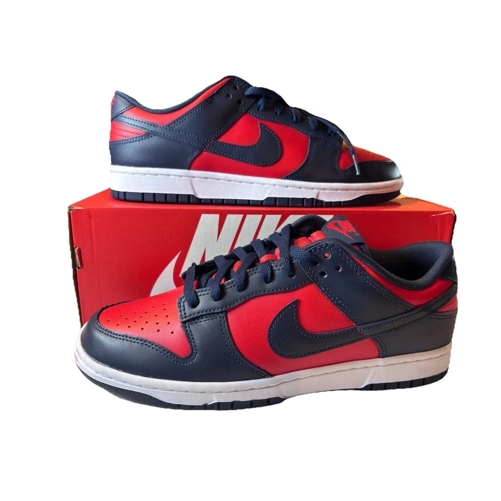 Nike Dunk Low Retro University Red Obsidian Sneakers DV0833-601 Mens Size 10 NEW - Picture 1 of 11